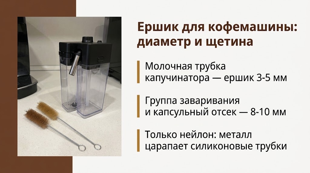 Ершик для кофемашины: диаметр и щетина