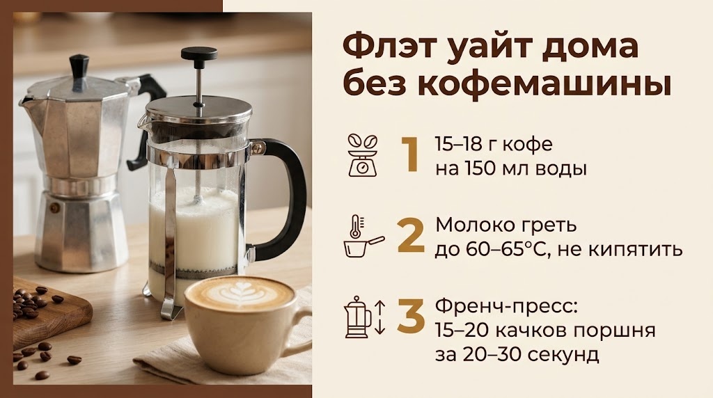 Флэт уайт дома без кофемашины