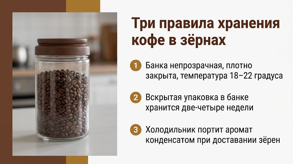 Три правила хранения кофе в зёрнах
