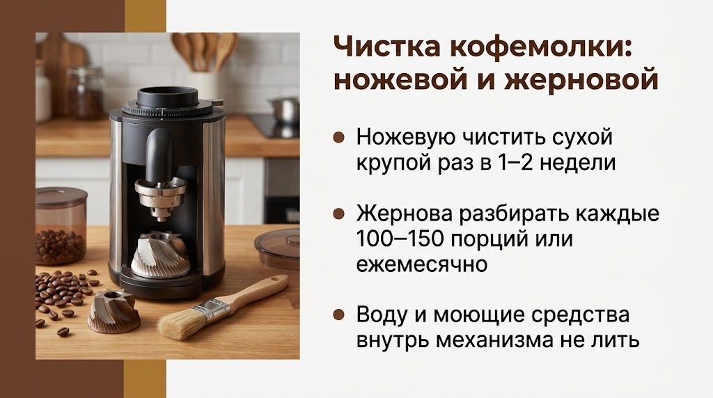 Чистка кофемолки: ножевой и жерновой