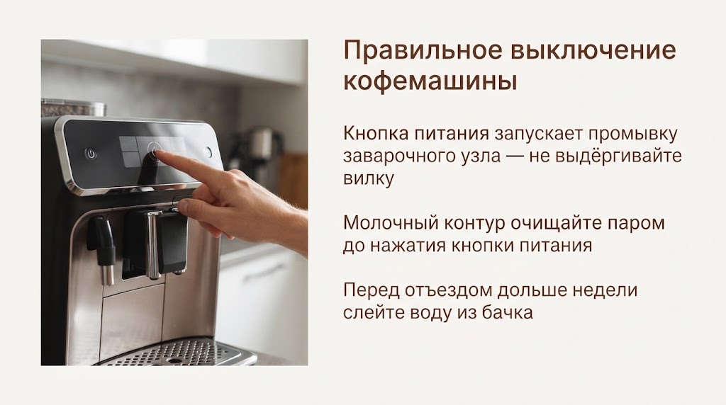 Правильное выключение кофемашины