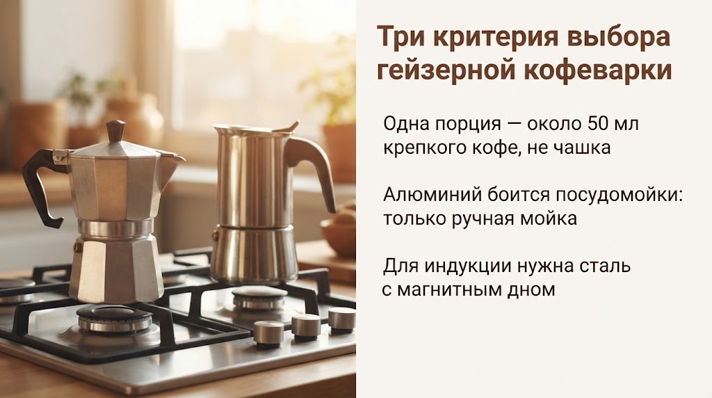 Три критерия выбора гейзерной кофеварки