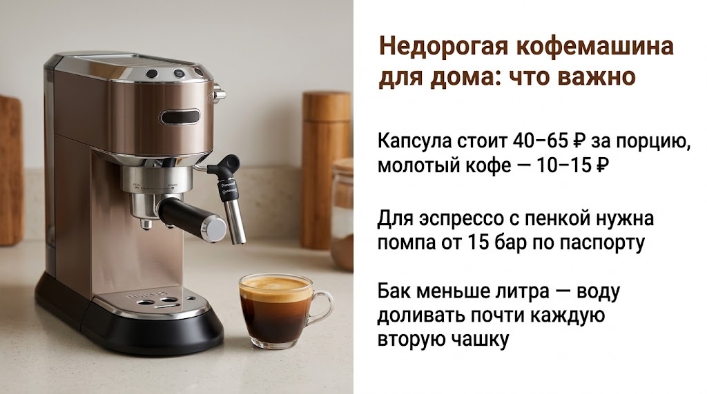 Недорогая кофемашина для дома: что важно