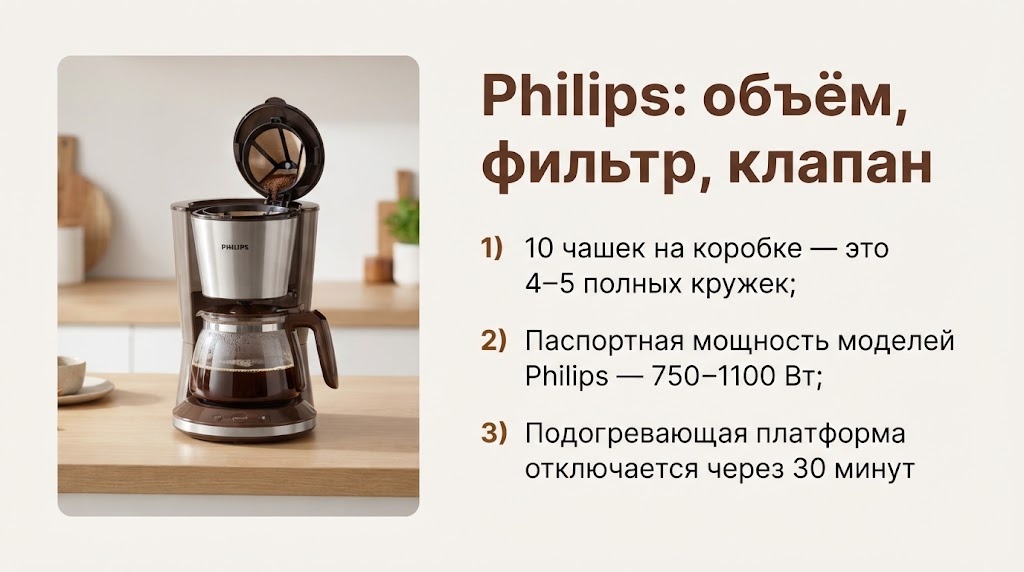 Philips: объём, фильтр, клапан