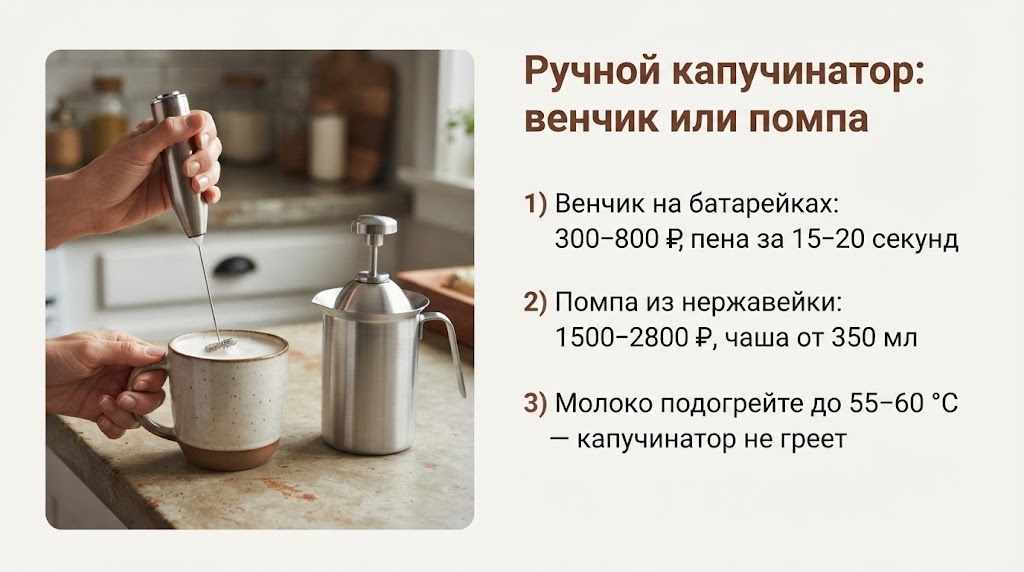 Ручной капучинатор: венчик или помпа