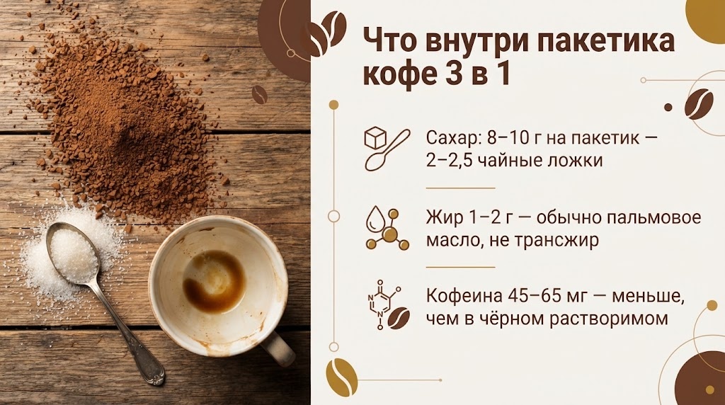 Что внутри пакетика кофе 3 в 1