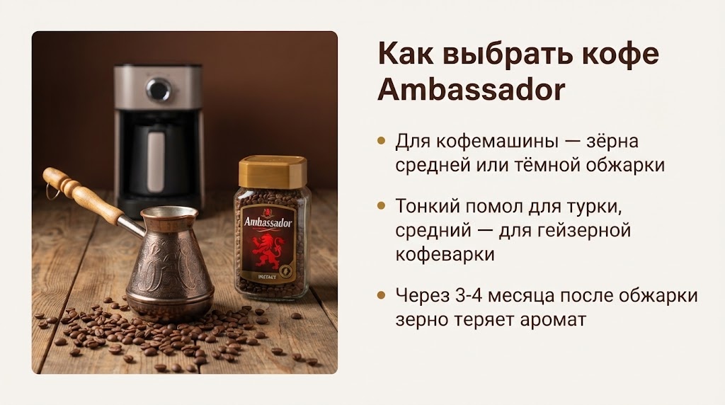 Как выбрать кофе Ambassador