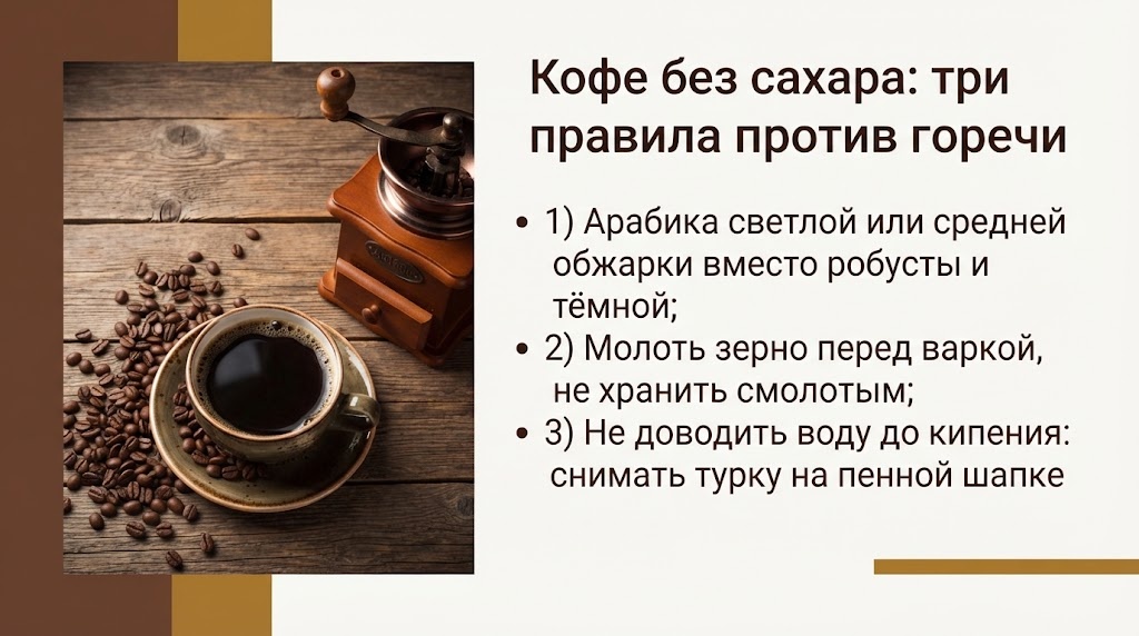 Кофе без сахара: три правила против горечи