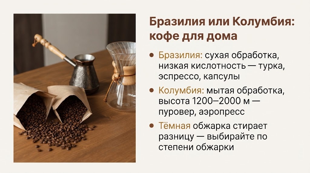 Бразилия или Колумбия: кофе для дома