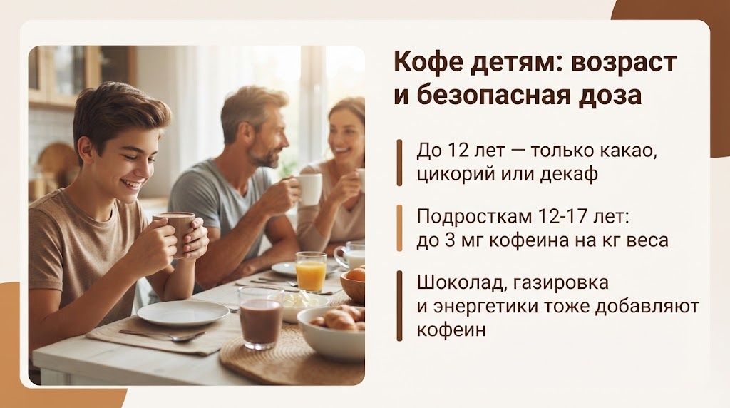 Кофе детям: возраст и безопасная доза