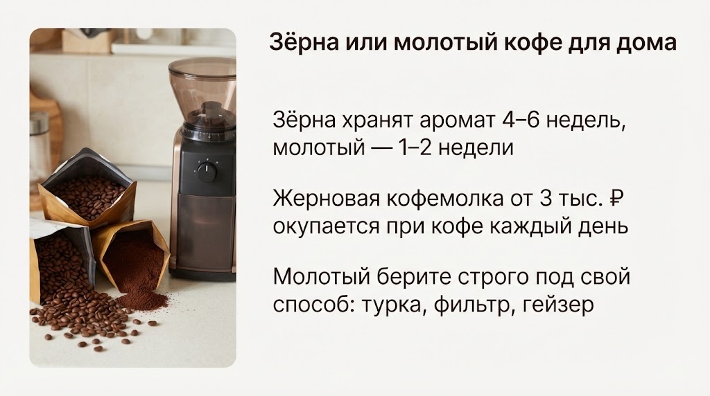 Зёрна или молотый кофе для дома