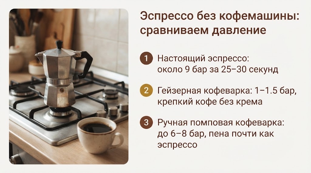 Эспрессо без кофемашины: сравниваем давление