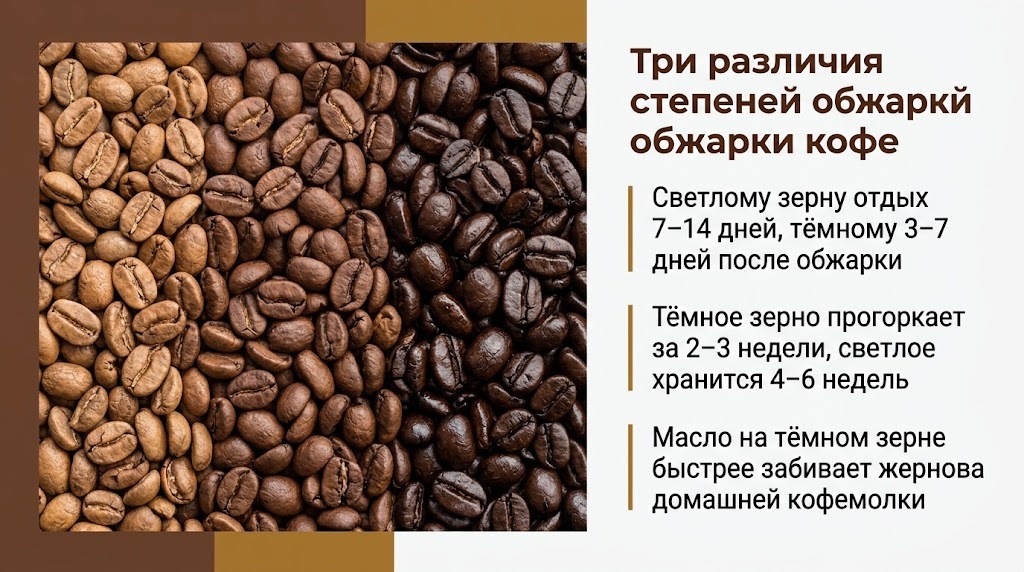 Три различия степеней обжарки кофе